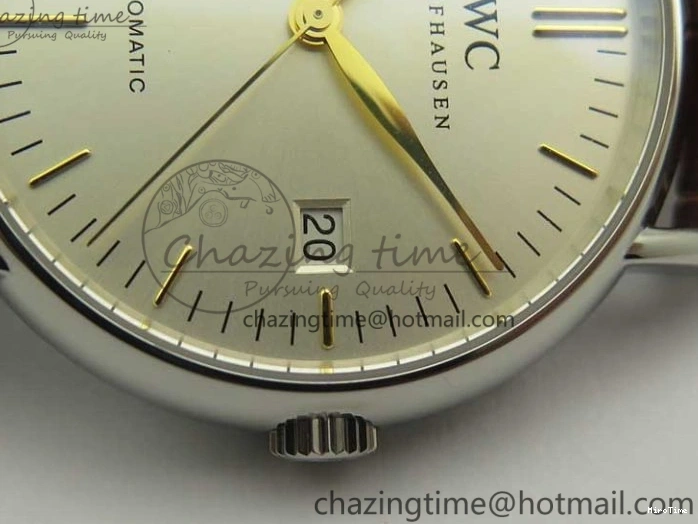 MIROTIME 0122 Portofino Automatic SS TWF 1:1 Best Edition Silver Dial Gold Markers on Brown Leather Strap A Bright 7203